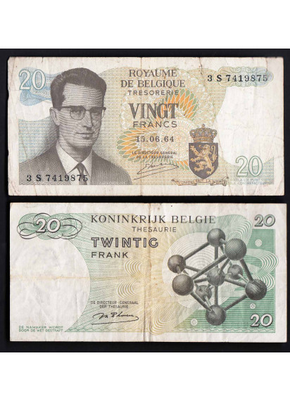 BELGIO 20 Franchi 1964 Circolata
